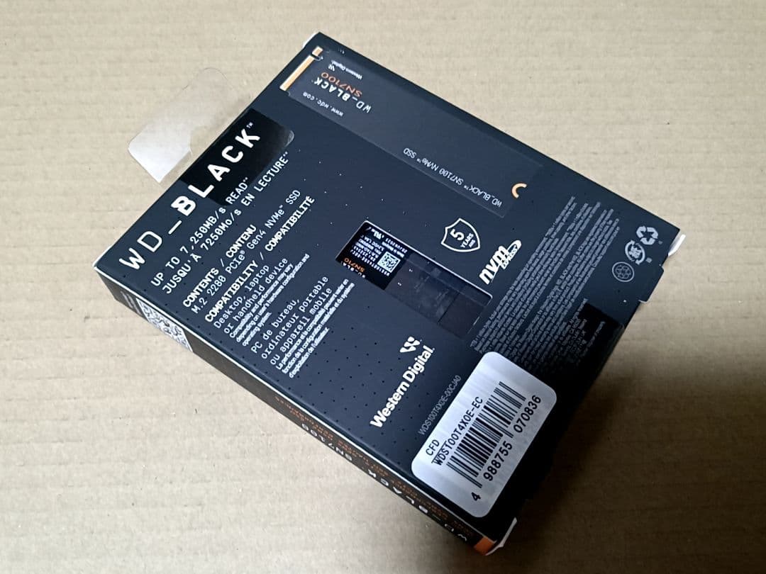 内蔵型SSD WD_BLACK SN7100 SSD1TB M.2 PCIe 4.0 NVMe