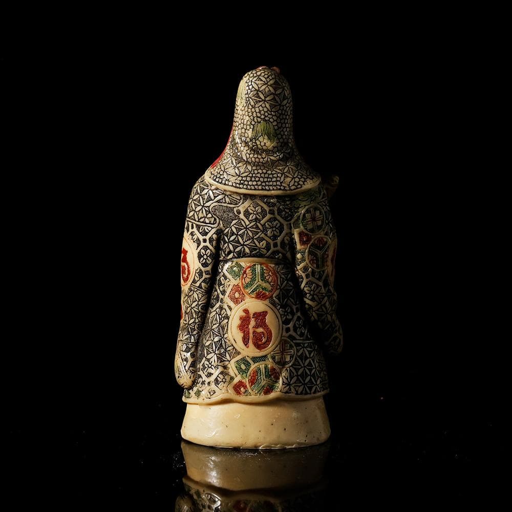 マンモスの牙風　賢人　精密色彩　桃寿　東洋彫刻　仏像　中国　古玩　美術品　七福神