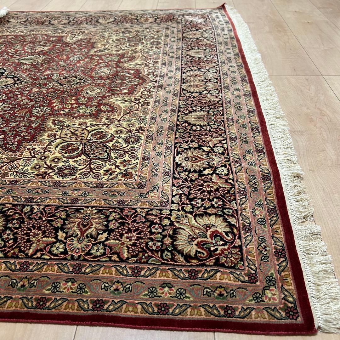 トルコ絨毯　手織り　シルク100% ヴィンテージラグ　189x122㎝