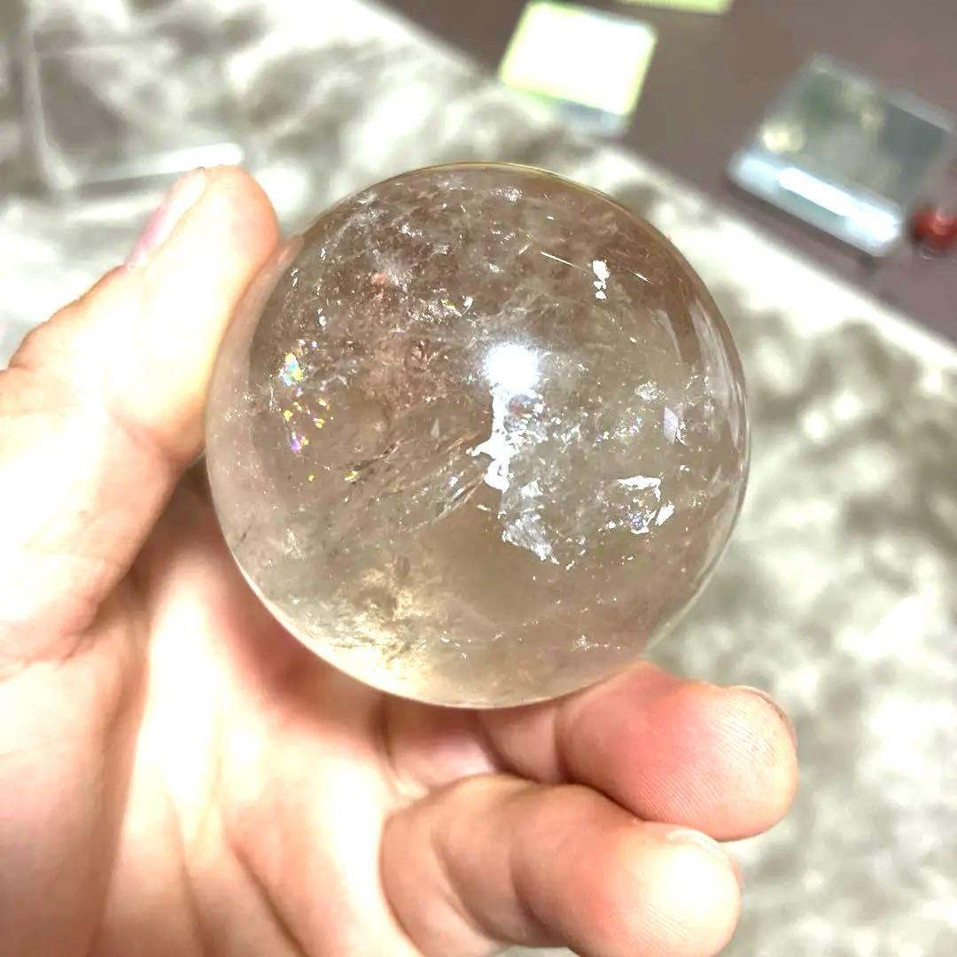 超希少✨虹入り大玉レムリアンシードスモーキー285g　スフィア　丸玉