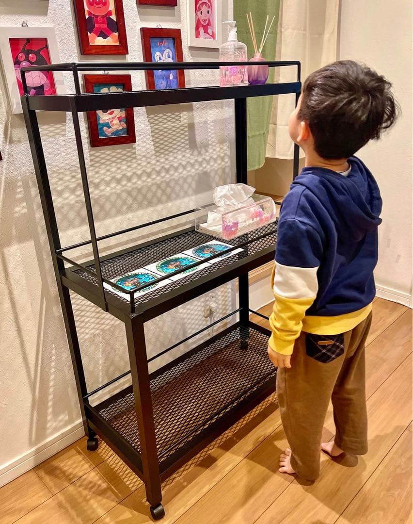 3段アイアンラック☆マットブラック☆植物棚☆多肉☆キッチンラック☆送料無料