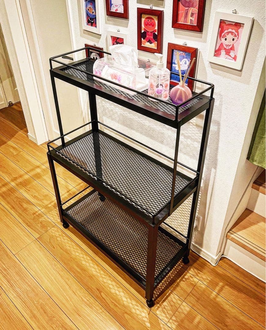 3段アイアンラック☆マットブラック☆植物棚☆多肉☆キッチンラック☆送料無料