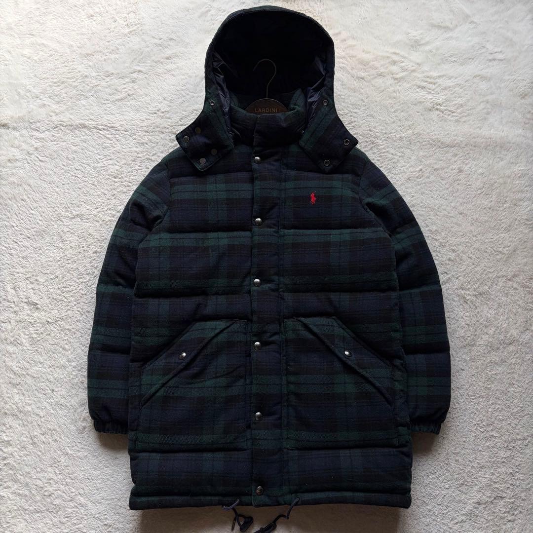 美品✨ポロラルフローレン ウールダウンコート ブラックウォッチ 刺繍 S 現行品