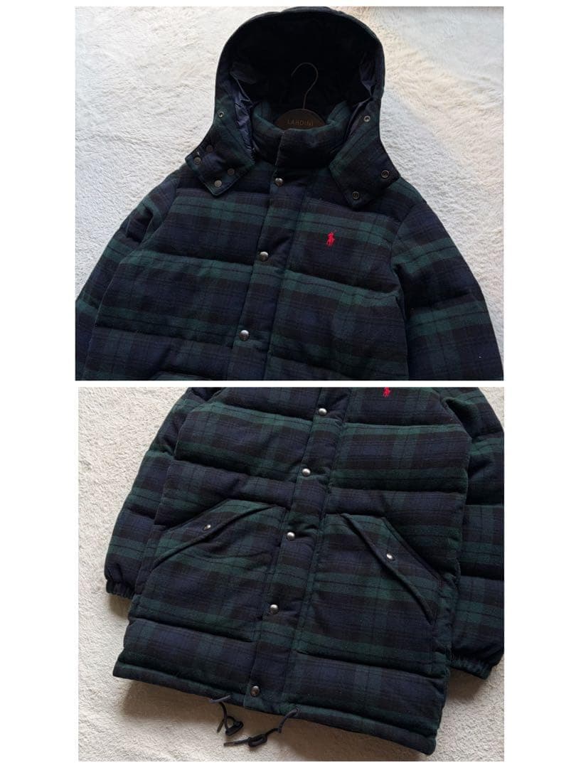 美品✨ポロラルフローレン ウールダウンコート ブラックウォッチ 刺繍 S 現行品