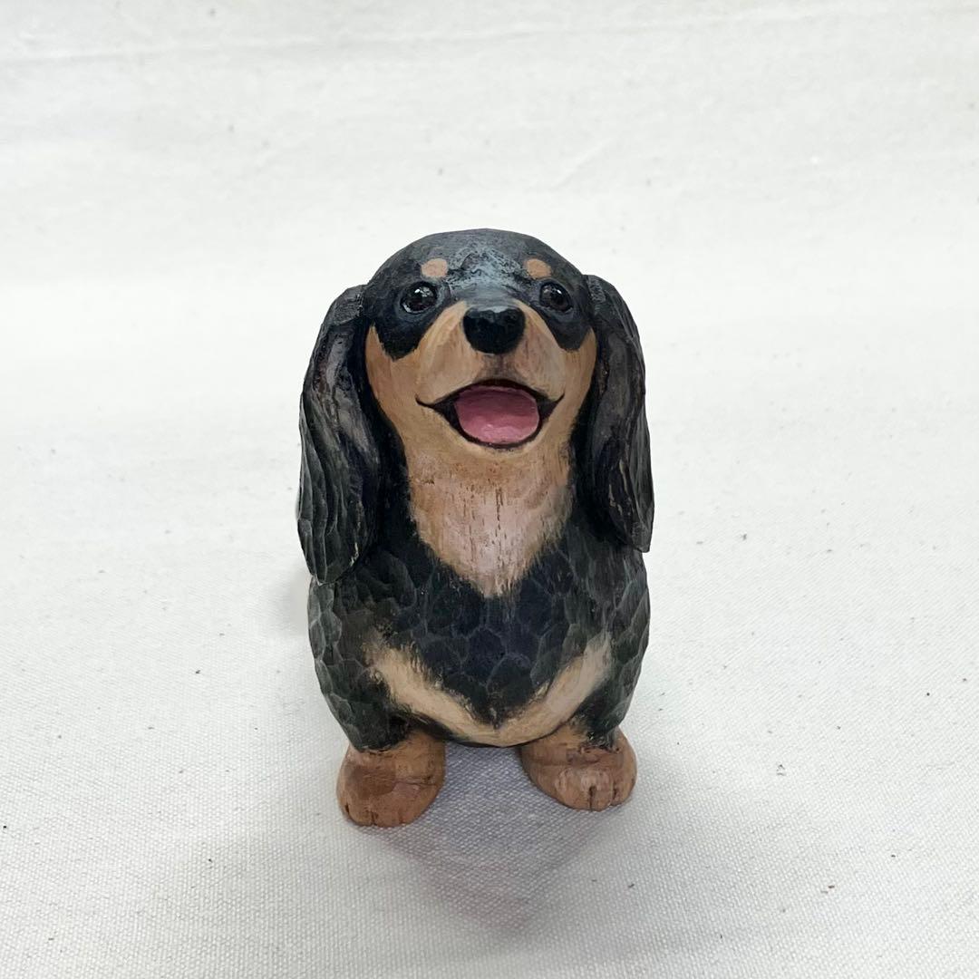 シ*ウ様 木彫り　ダックスフント(ブラック&タン)
