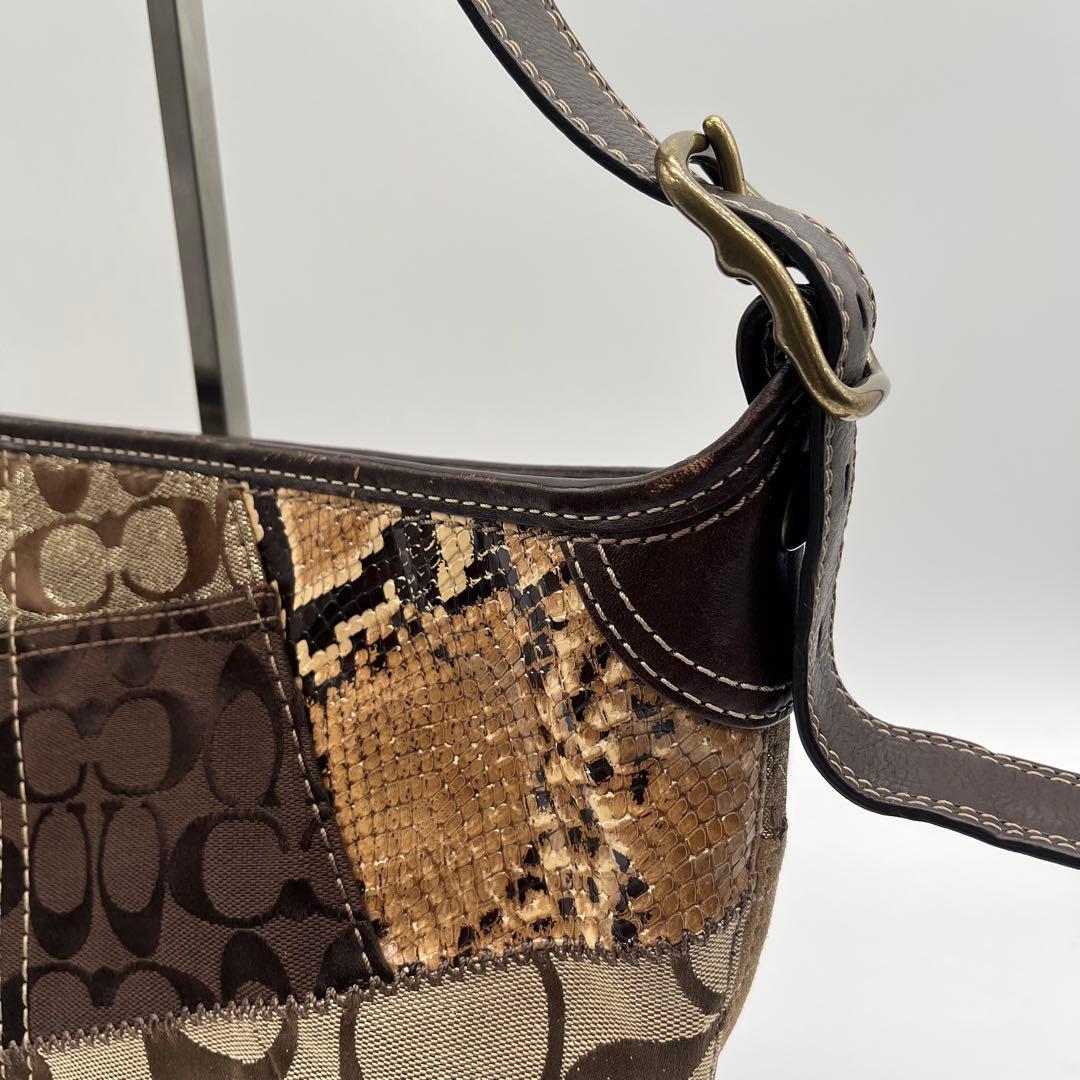 希少⭐︎COACH パッチワーク ワンショルダーバッグ y2k レオパード 豹柄