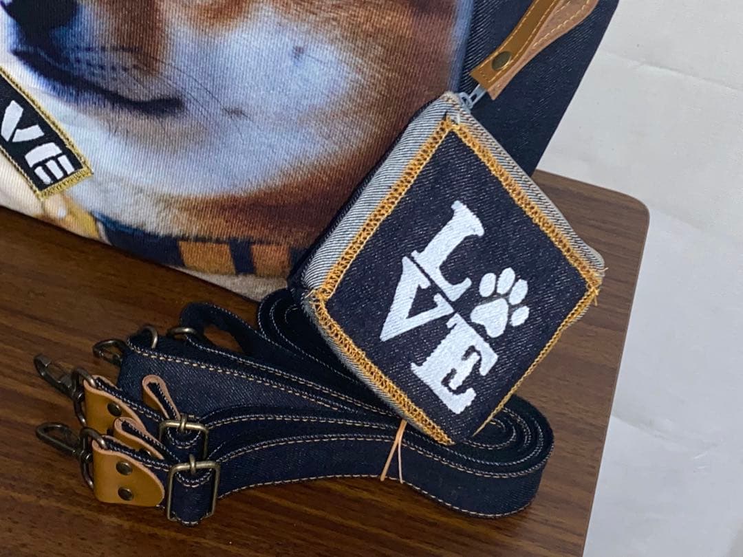 ☆岡山デニム☆ステンシル☆柴犬☆シバ犬☆4wayボストンバッグ