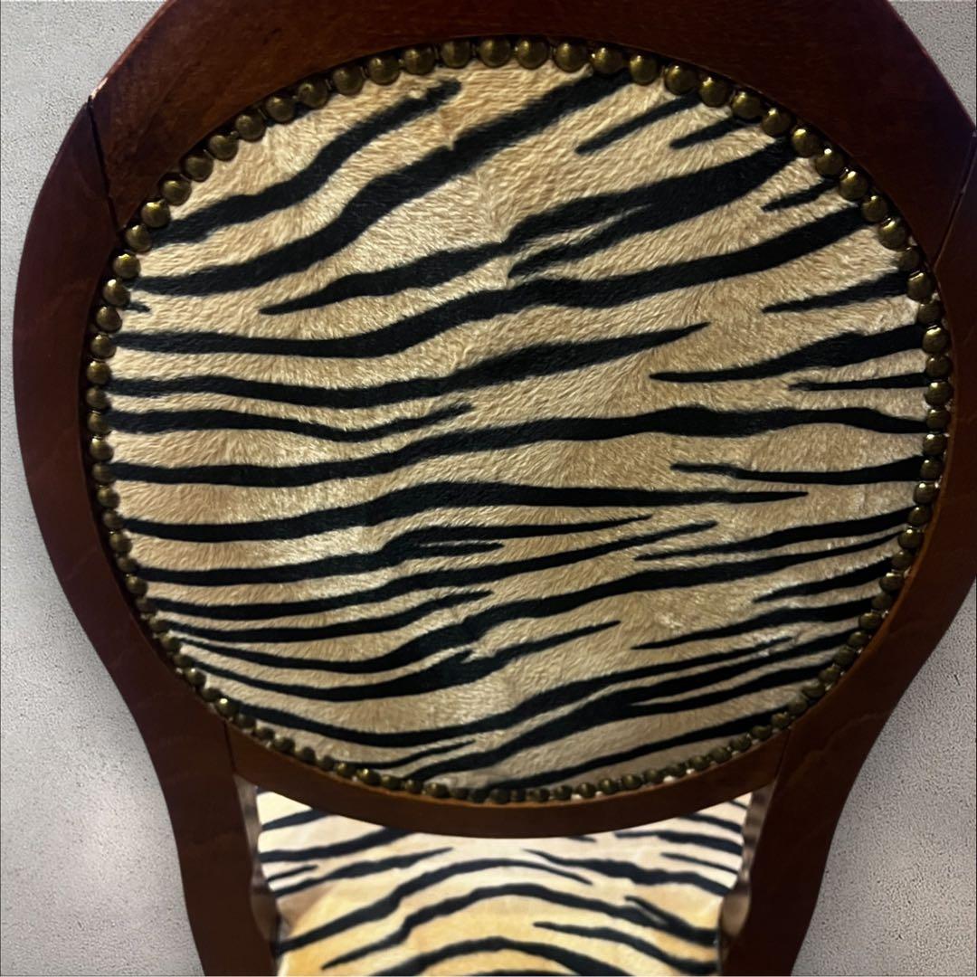 ♡ アンティーク　ヒョウ柄 猫脚 ダイニングチェア ♡