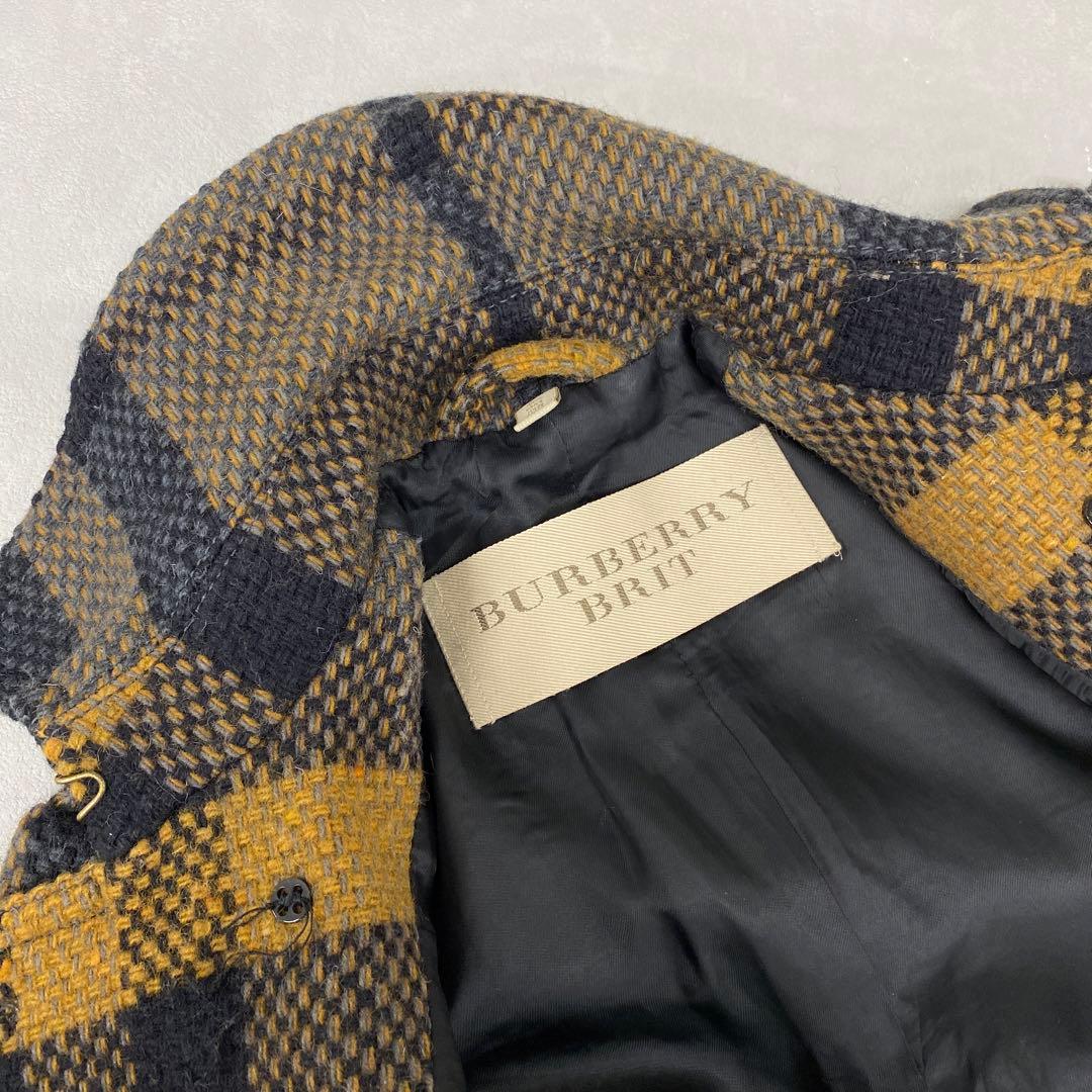 K59＊ BURBERRY BRIT チェック柄 ウールコート サイズITA38