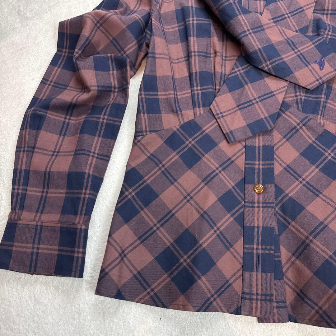 ヴィヴィアンウエストウッド　チェック柄シャツ　リボン　Mサイズ　日本製　極美品
