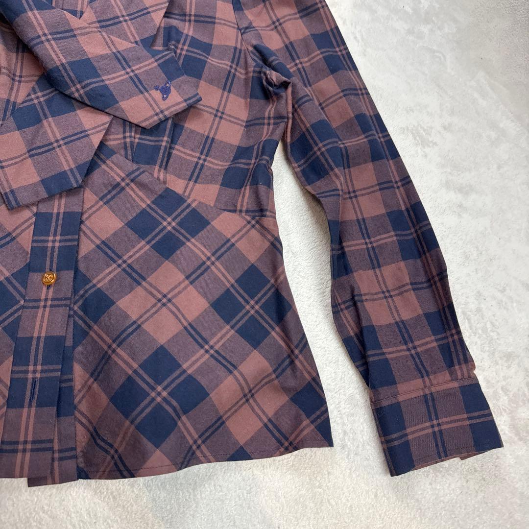 ヴィヴィアンウエストウッド　チェック柄シャツ　リボン　Mサイズ　日本製　極美品