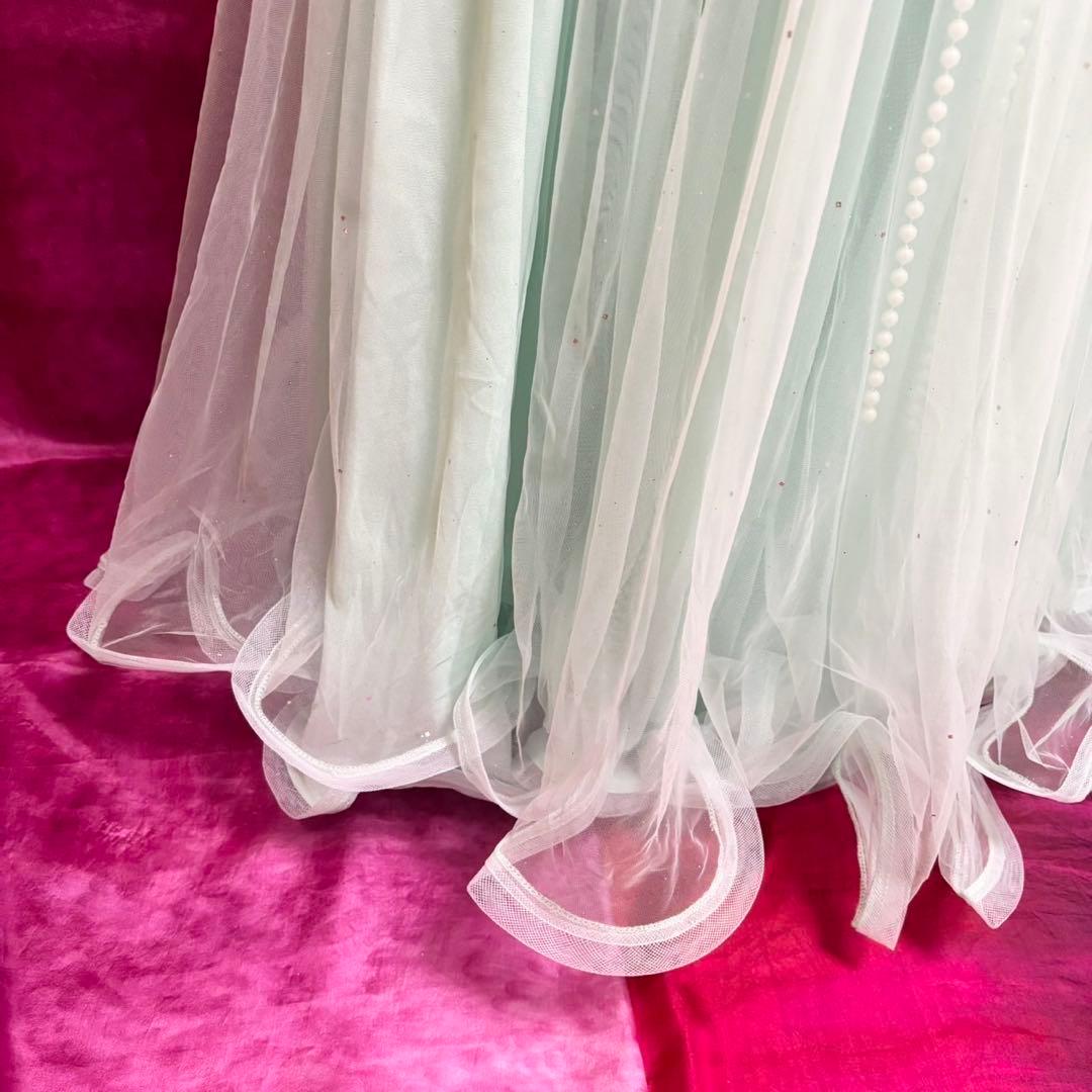 【新品】ベリーダンス衣装B ミントグリーン キラキラ パール オリエンタル M