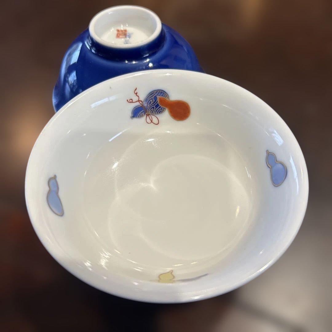 新春SALE 深川製磁　百年庵　六瓢杵型組小湯呑みと組茶碗