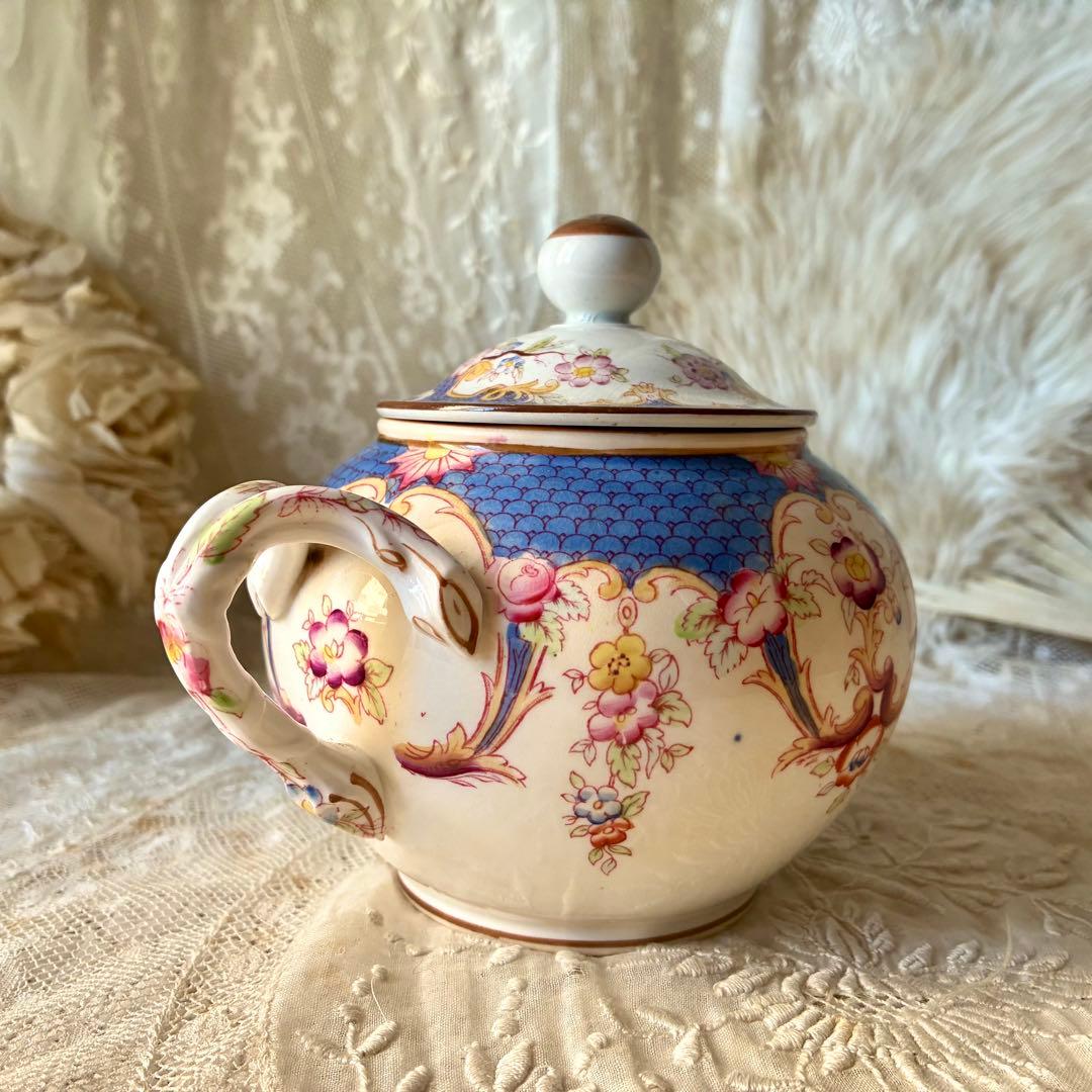 サルグミンヌミントンシュクリエ　ブルー青　シュガーポット　フランスアンティーク