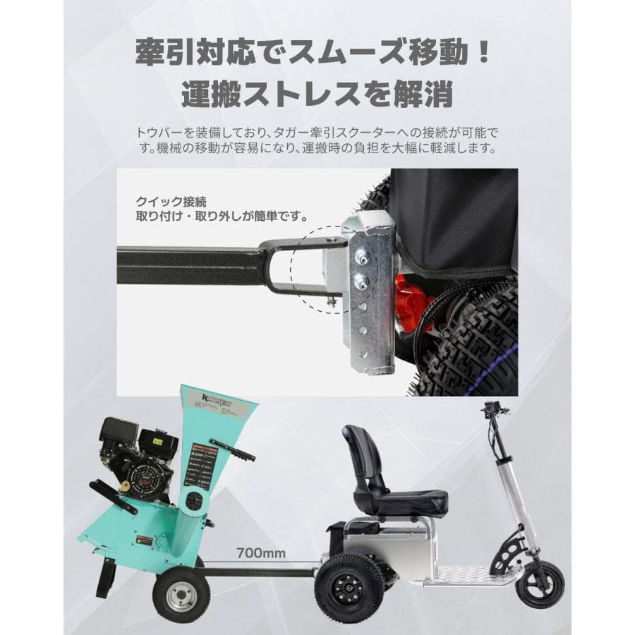 Kareyouウッドチッパー エンジン粉砕機 竹/木材最大130mm粉砕能力