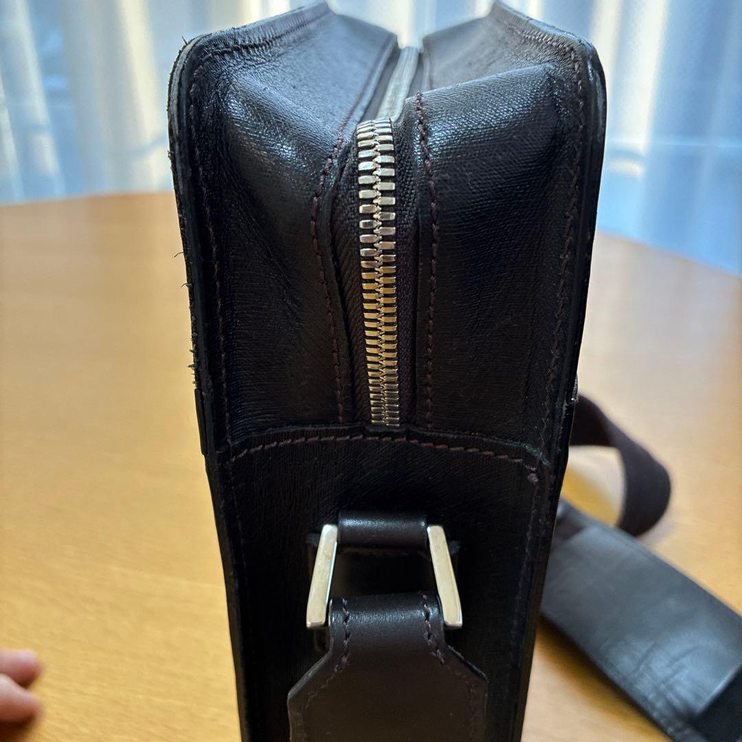 dunhill ブラック レザー ショルダーバッグ【サイドカー】