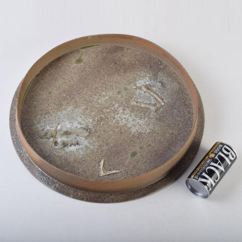 和食器　焼〆　南蛮皿　大皿　在銘　共箱　N　8740A