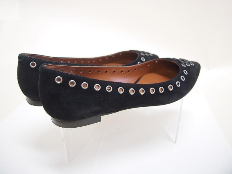 COACH ブラック フラットシューズ　レザーハトメ飾り（7Ｃ）24.0cm