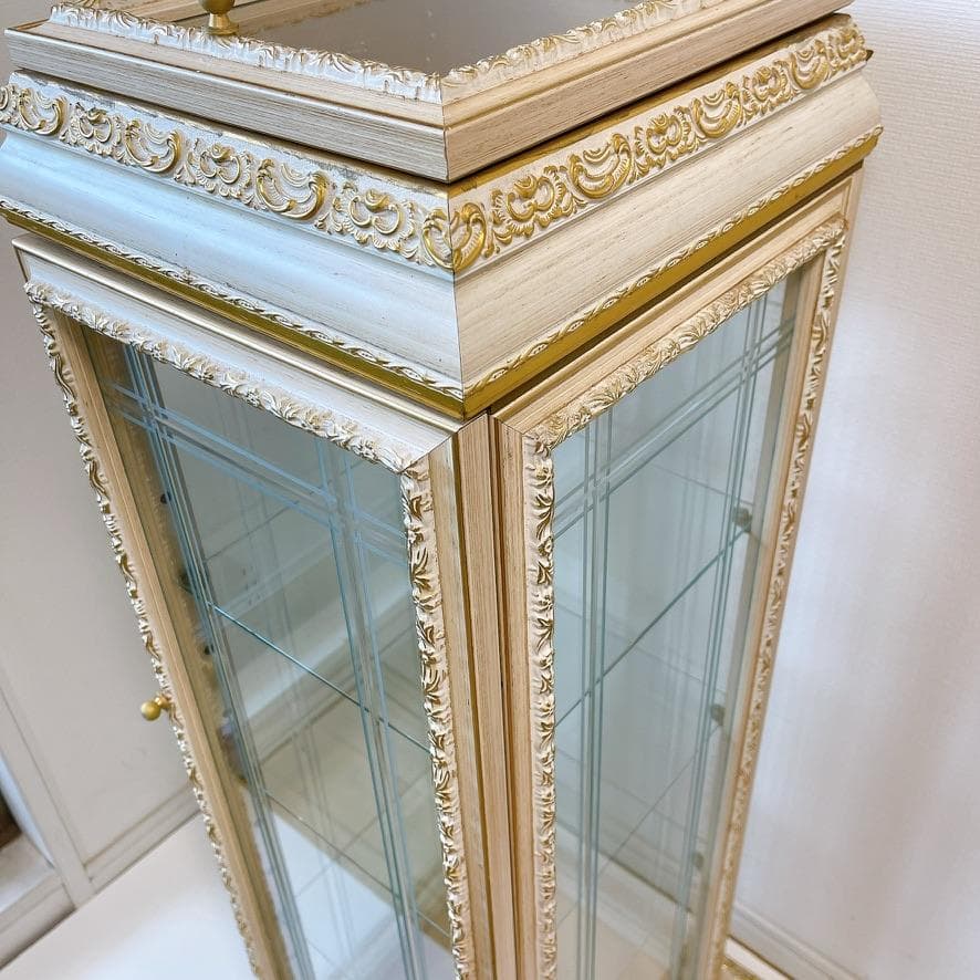 【イタリア製】金彩装飾 キュリオケース ガラスキャビネット アンティーク調