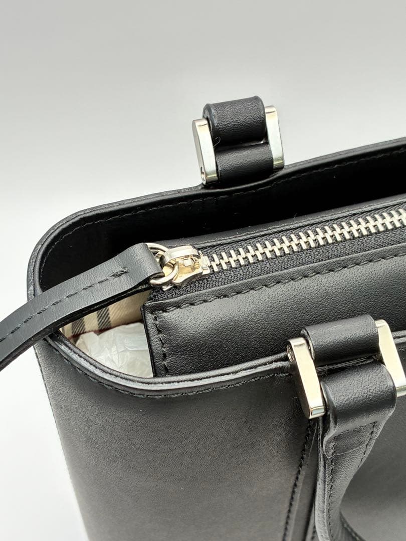 バーバリー オールレザー ノバチェック ハンドバッグ