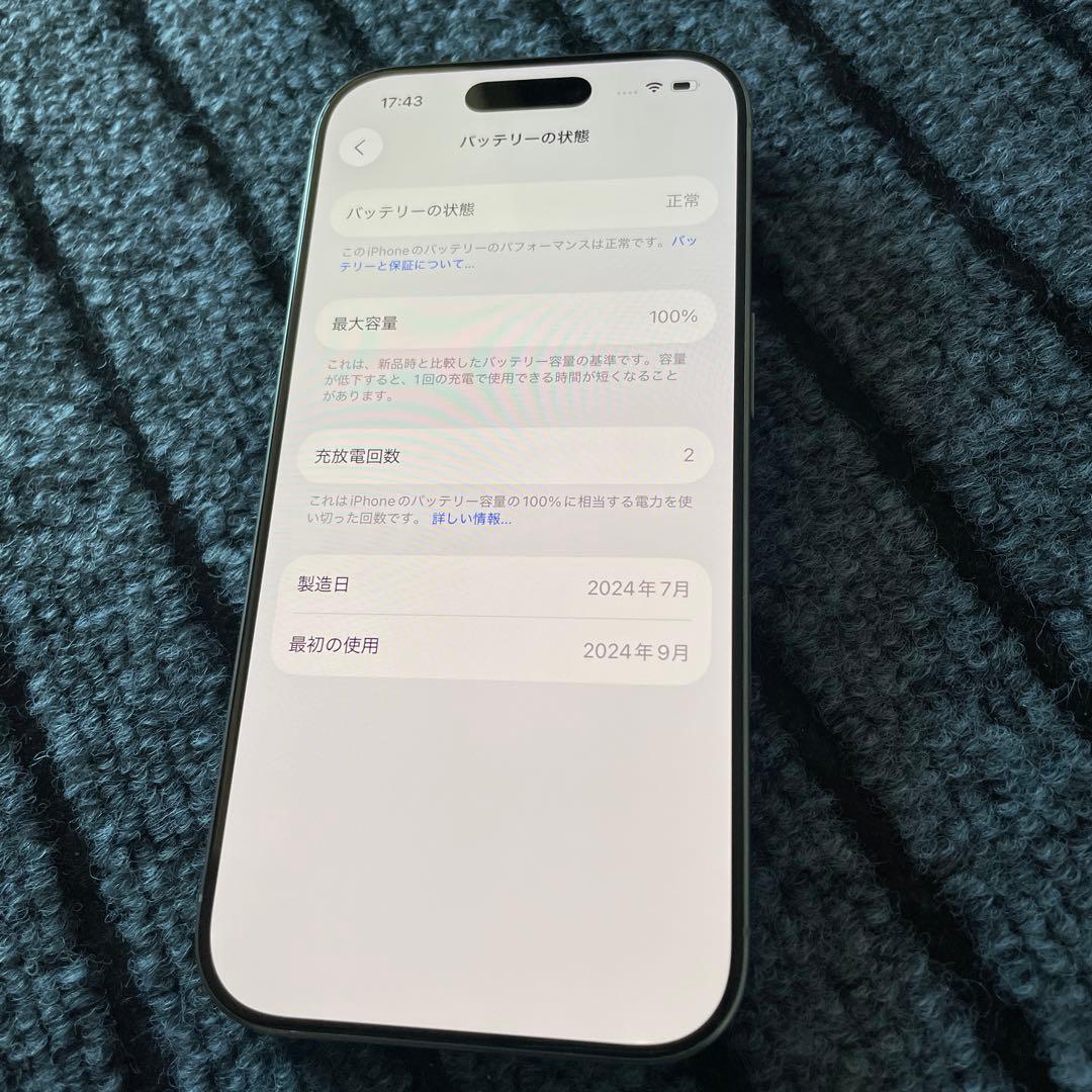 191 iPhone 16 pro 256GB SIMフリーナチュラルチタニウム