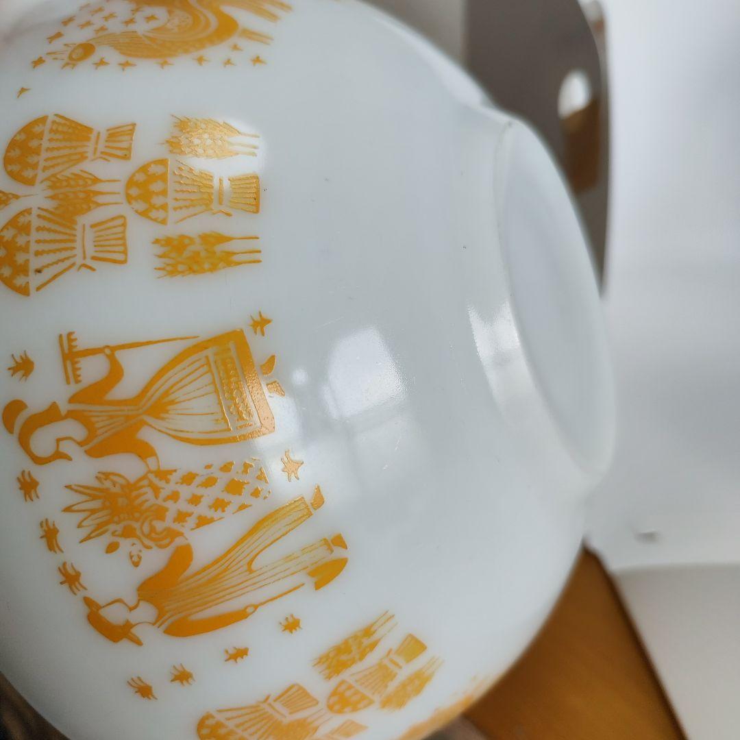 パイレックス　黄色　イエロー　バタープリント　アーミッシュ　ミキシングボウル