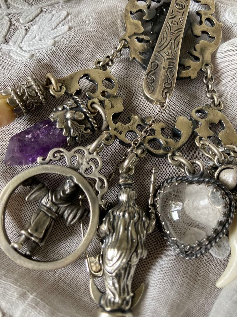 ＊専用ページ＊アンティーク シャトレーン シルバー製 アメジスト水晶 聖母マリア