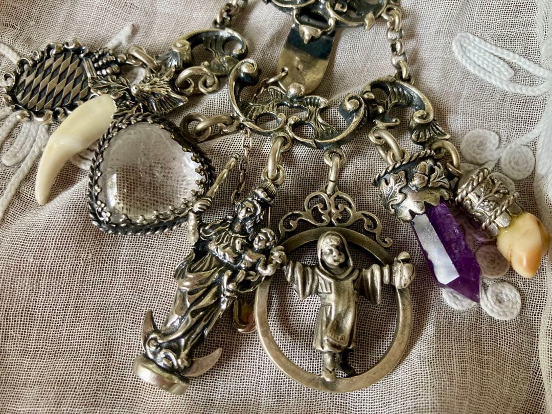 ＊専用ページ＊アンティーク シャトレーン シルバー製 アメジスト水晶 聖母マリア