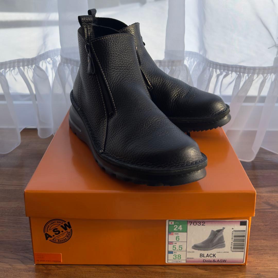 【Dola & A.S.W】ドラエアセンスウォーク　サイドファスナーブーツ 24