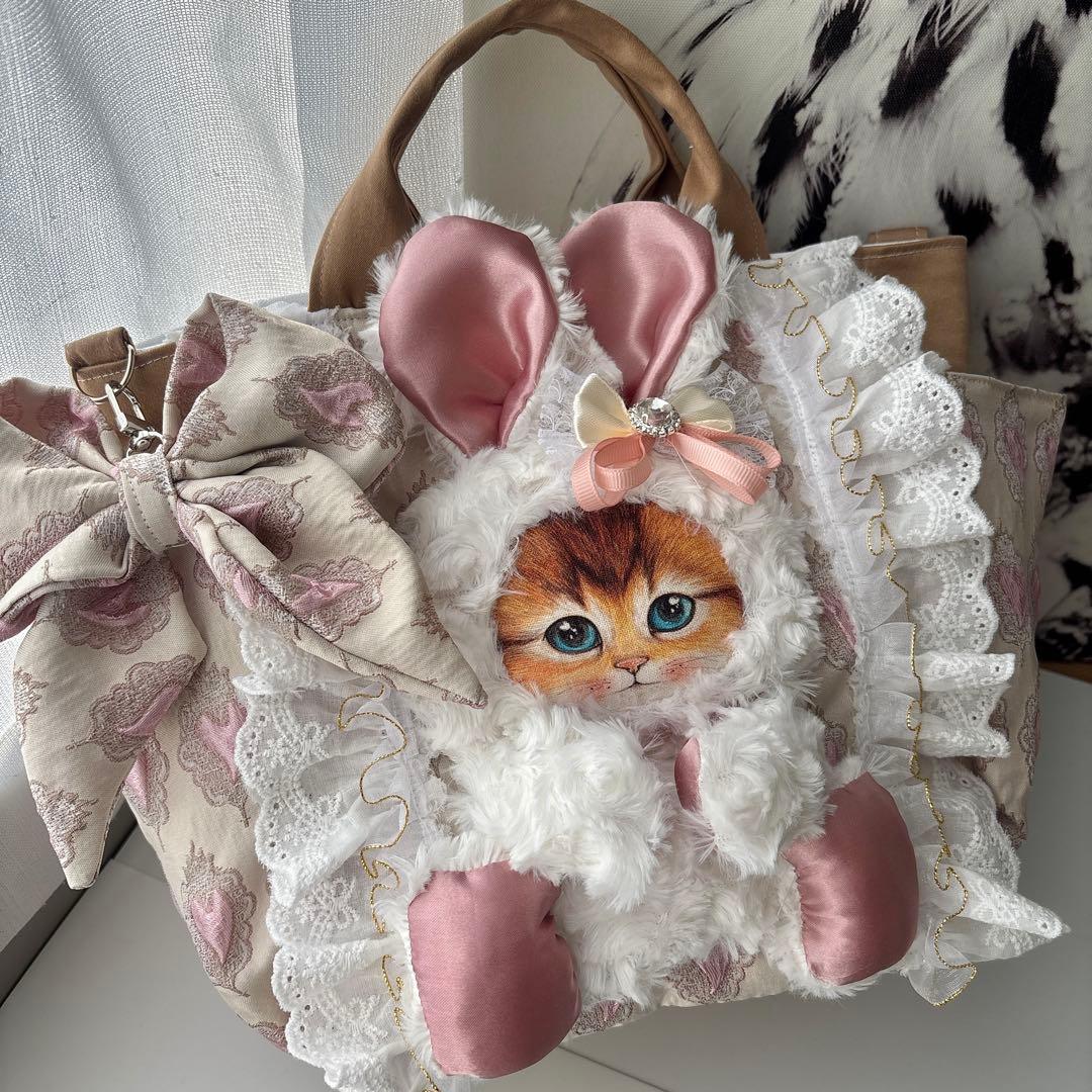 ꒰*꒱様 コヤンイサムチョン　うさ耳ボリちゃん　バッグ　艶ハート　フリル