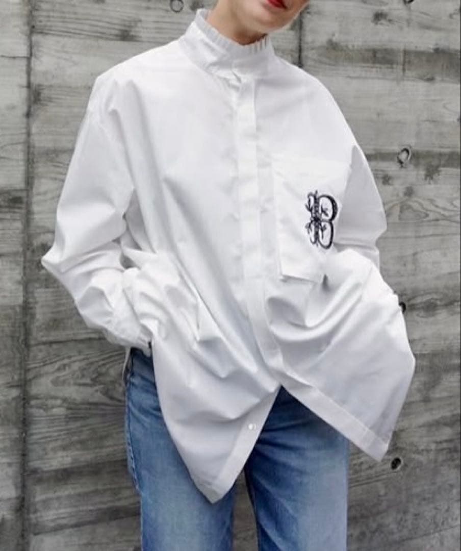 THOMAS MAGPIE ハイネックBIGシャツ ホワイト 38サイズ ＊新品