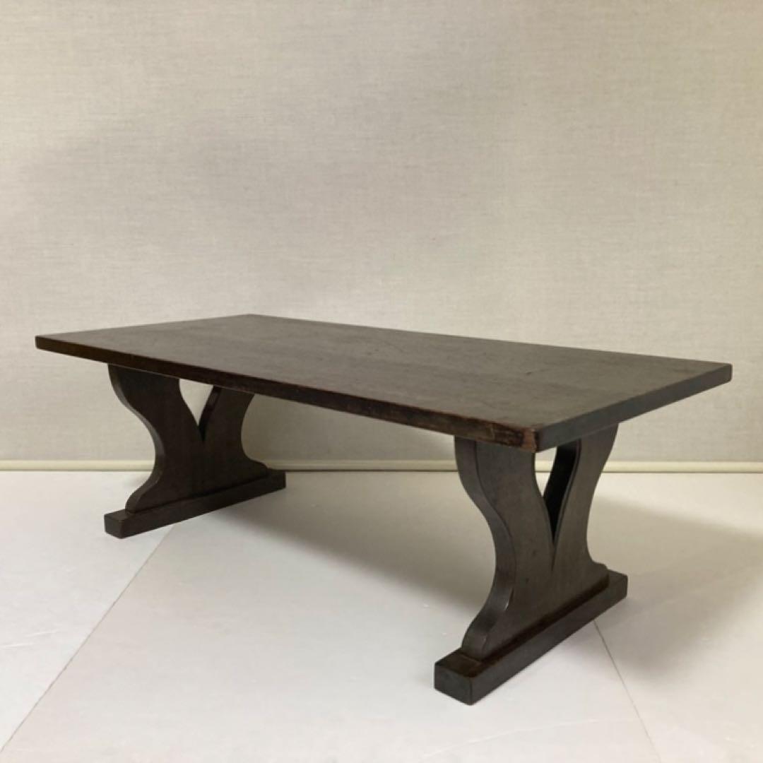 古い味のある文机 座卓 置物台 飾り棚 大型 透かし ハート型 木製 レトロ