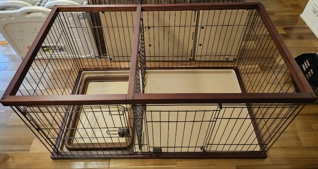 ペティオ 犬用金属製 犬ケージ ブラウン ワイドサイズ