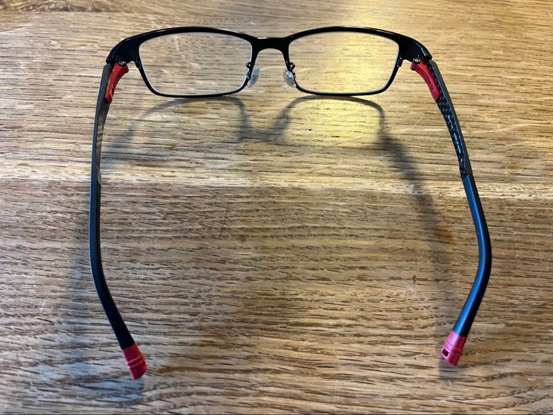 美品TUMI メガネ10-0011 日本製 黒×赤　度なし ブルーライト