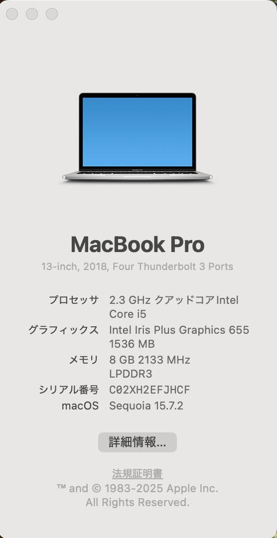 『美品』MacBook Pro 2018 A1989 13㌅ 512GB