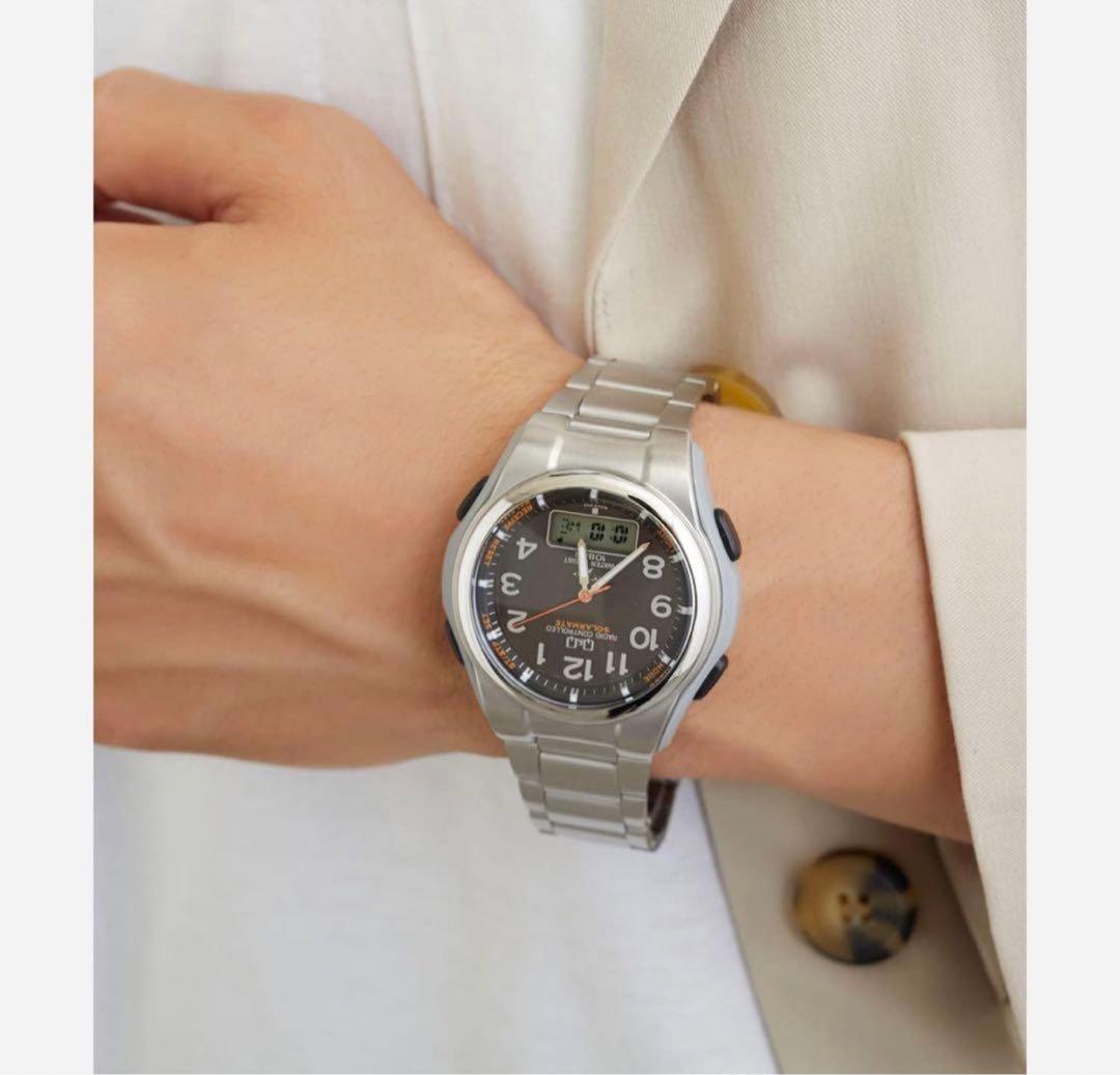 シチズンQ&Q腕時計アナログ電波ソーラー防水日付メタルバンド MD02-205