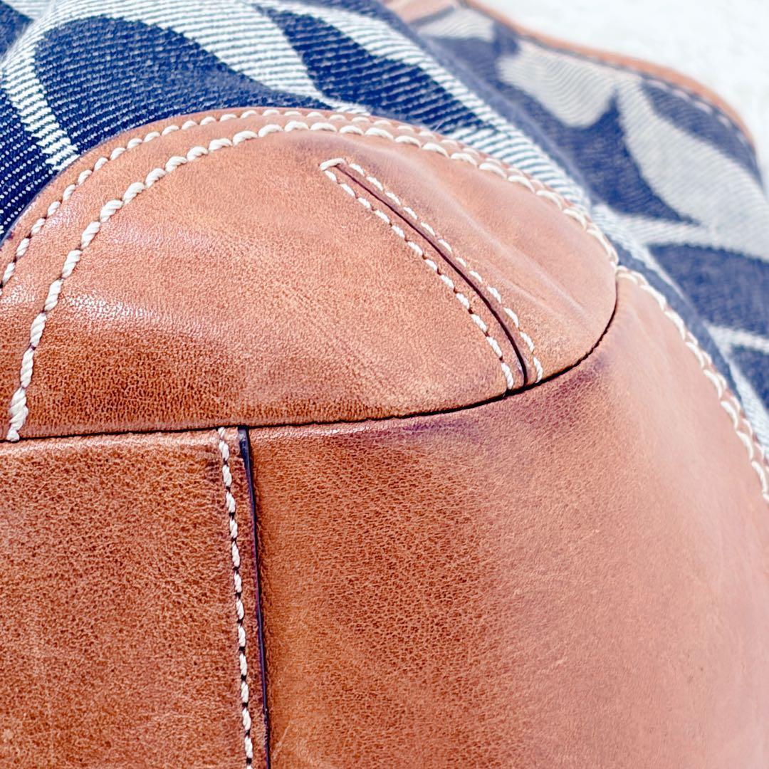 人気 COACH コーチ デニム シグネチャー柄 レザー 12751