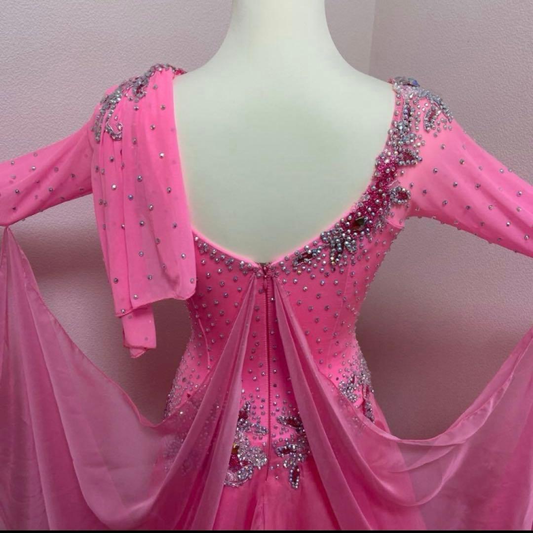 【美品】社交ダンスドレス ピンク チョーカー付　9号