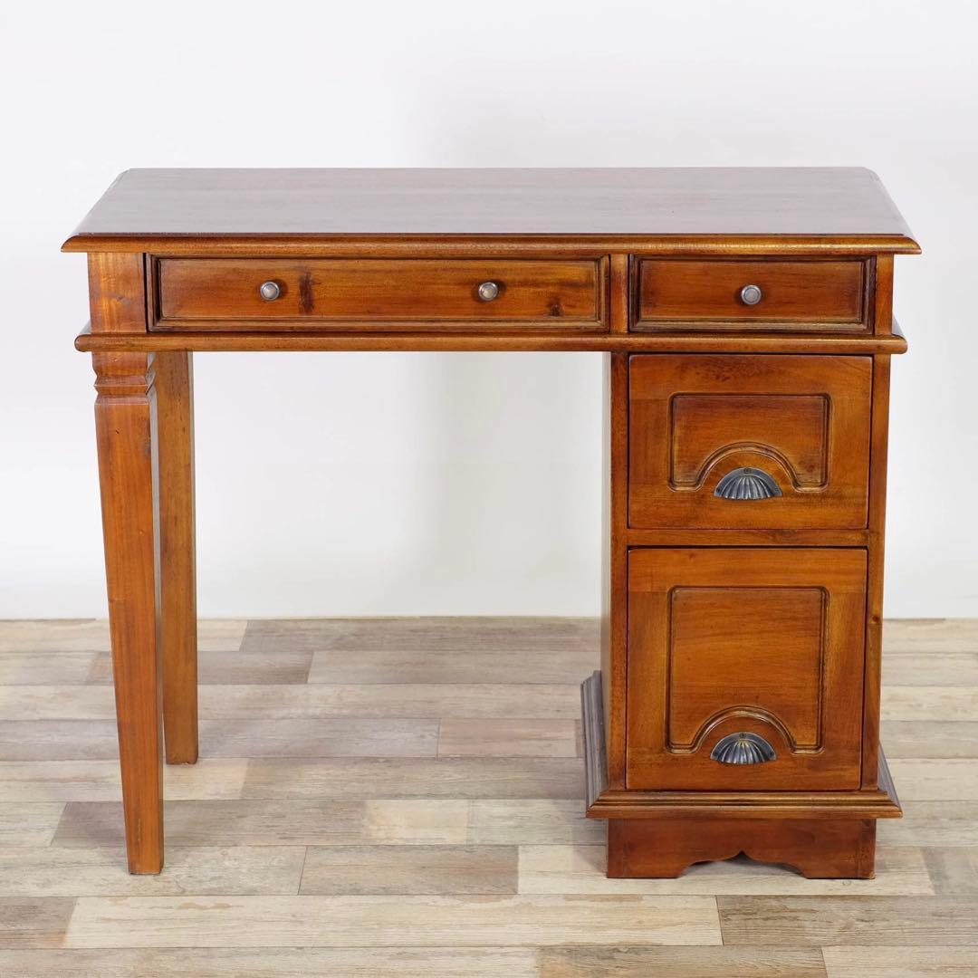 E 新品 アジアン デスク アンティーク 書斎 カフェ 勉強机 机 学習机 木製