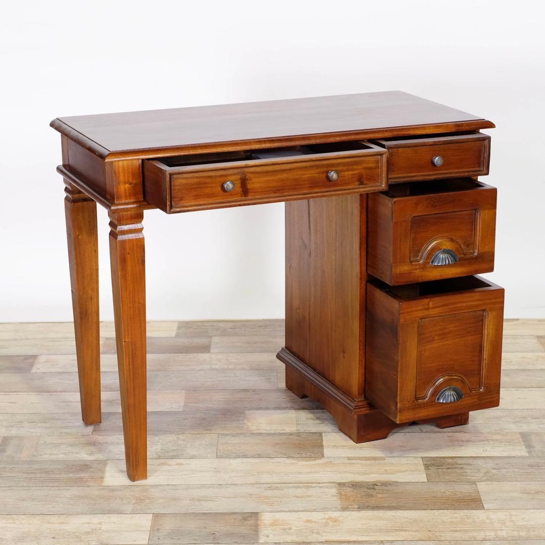 E 新品 アジアン デスク アンティーク 書斎 カフェ 勉強机 机 学習机 木製