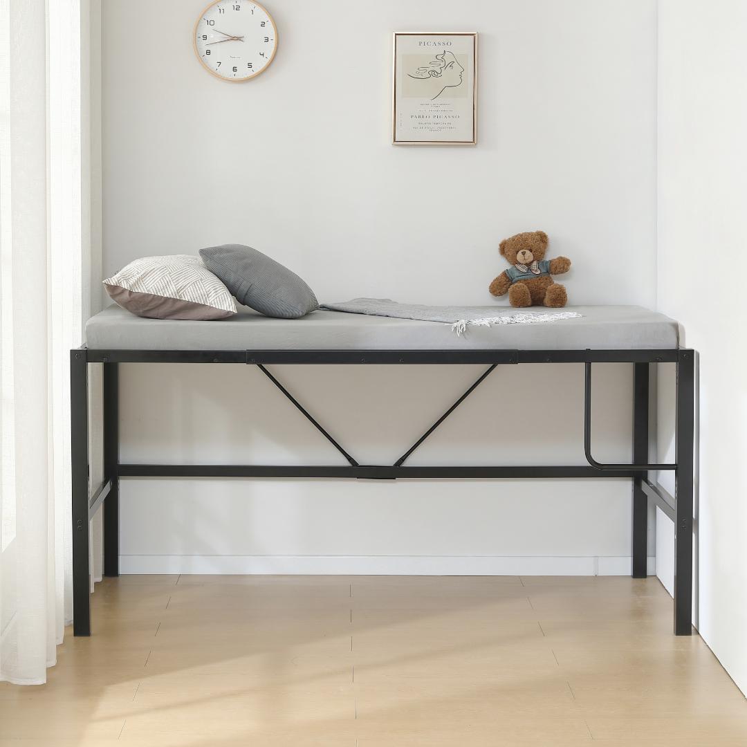 ロータイプ・ロフトベッド【セミダブル】　高さ90cm　一人暮らし　BLACK