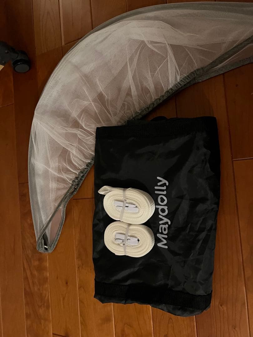 ベビーベッド グレー 蚊帳付き