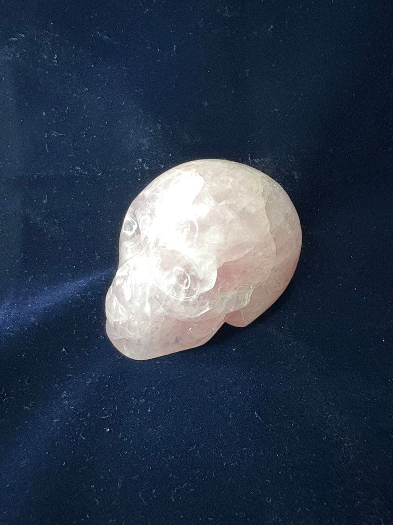 ☆ローズクォーツ☆ スカル型置物 約7cm