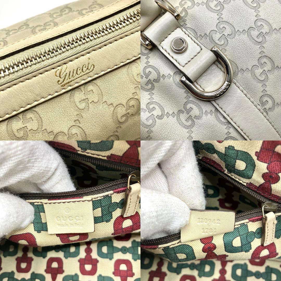 GUCCI グッチ ミニボストンバッグ ハンドバッグ グッチシマ アイボリー