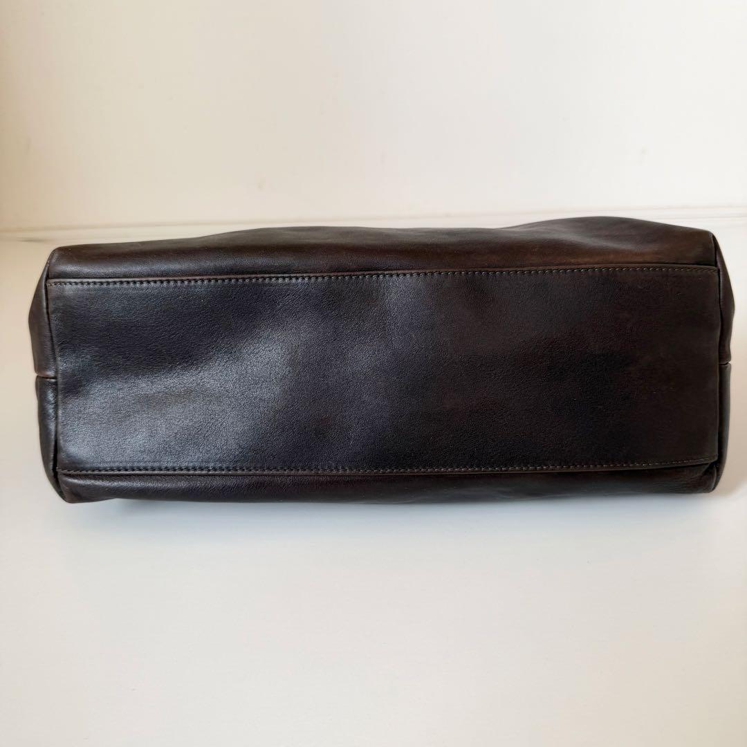 イルビゾンテ ショルダーバッグ リボン ギャザー ダークブラウン 本革