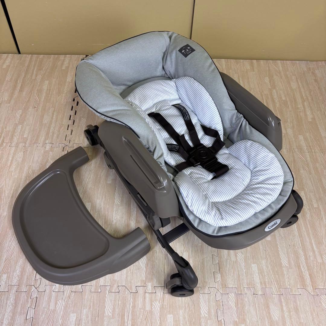 極上クリーニング済　☆超美品☆　コンビ　ハイローベッド＆チェア　ネムリラ　グレー