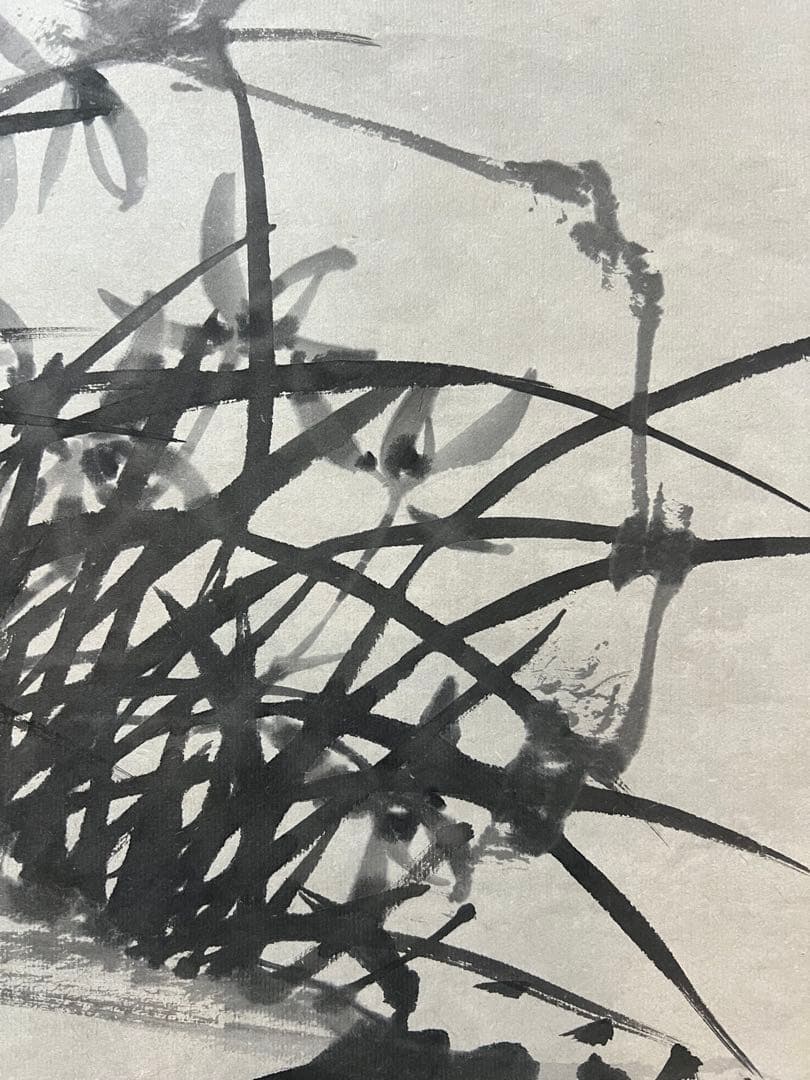 中国美術 模写 鄭板橋［石竹蘭図］紙本　肉筆　掛け軸！