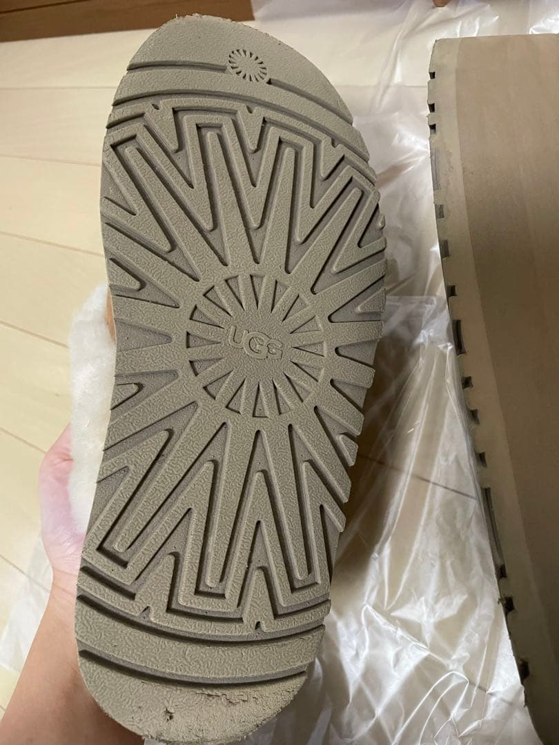 ugg ファンケット　24cm 厚底　ムートン　スリッポン　チェスナット