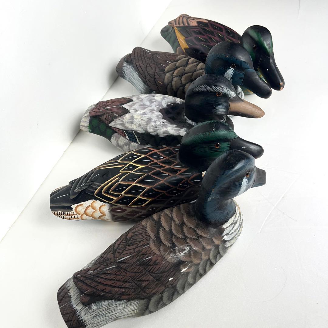 アンティーク　鴨　デコイ　置物　5体セット