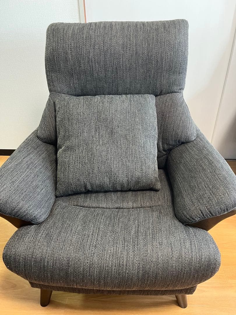 ニトリ 1人掛け布張りソファ「コウテイ3」ダークモカ（ハイバック）クッション付き